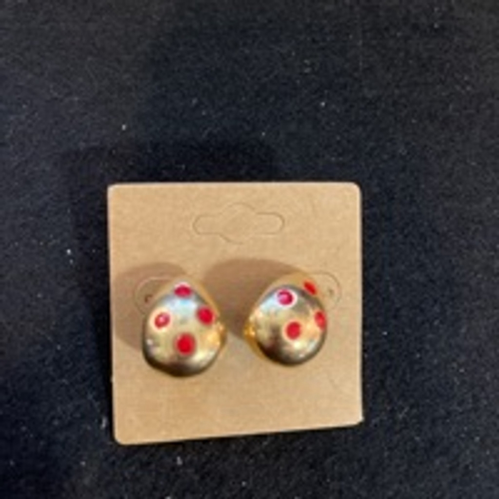 JS Gold Red Polka Dot Earrings